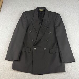 Vintage Embassy Square 100% Wool Double Breasted Blazer Mens 42R Black USA
